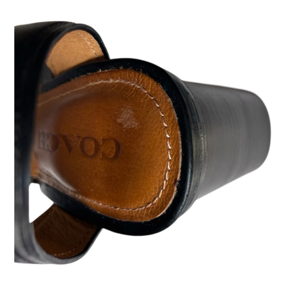 Coach Paige Leather 3” block Heel Open Toe Black snakeskin pattern | Size 8 B - Picture 11 of 14